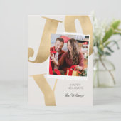 Gouden Elegante Familie Foto Kerstvakantie Kaart (Staand voorkant)