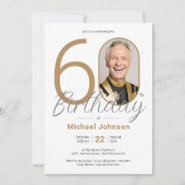 Gouden Elegante Foto 60e Verjaardagsfeestje Kaart (Voorkant)