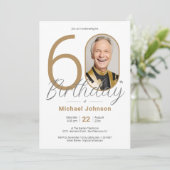 Gouden Elegante Foto 60e Verjaardagsfeestje Kaart (Staand voorkant)