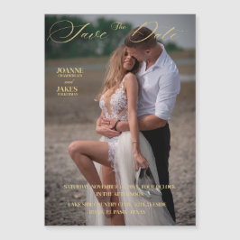 Gouden Elegante Foto Sla de datum op Magnetische Uitnodiging