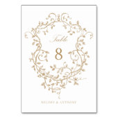 Gouden Elegante Franse Victoriaans Floral Crest Kaart (Voorkant)