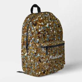 Gouden Elegante Gesimuleerde Glitterende Deeltjes Bedrukte Rugzak