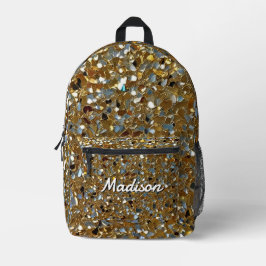 Gouden Elegante Gesimuleerde Glitterende Deeltjes Bedrukte Rugzak