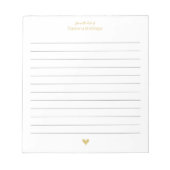 Gouden Elegante Hart Minimalistisch Aangepaste Naa Notitieblok (Voorkant)