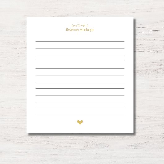 Gouden Elegante Hart Minimalistisch Aangepaste Naa Notitieblok