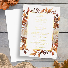 Gouden Elegante Herfst Bruiloft Folie Uitnodiging
