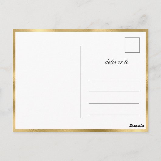 Gouden Elegante Kalligrafie Bruiloft Save the Date Briefkaart (Achterkant)