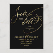 Gouden Elegante Kalligrafie Bruiloft Save the Date Briefkaart (Voorkant)
