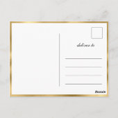 Gouden Elegante Kalligrafie Bruiloft Save the Date Briefkaart (Achterkant)