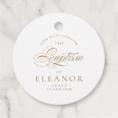 Gouden Elegante Kalligrafie Doop Dank u Bedankjes Labels (Voorkant)