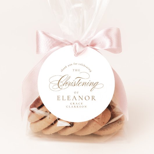 Gouden Elegante kalligrafie doopsel dank u Bedankjes Labels