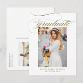 Gouden Elegante Kalligrafie Foto Afstudeerfoto Aankondigingskaart (Voorkant / Achterkant)