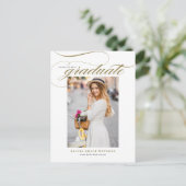 Gouden Elegante Kalligrafie Foto Afstudeerfoto Aankondigingskaart (Staand voorkant)