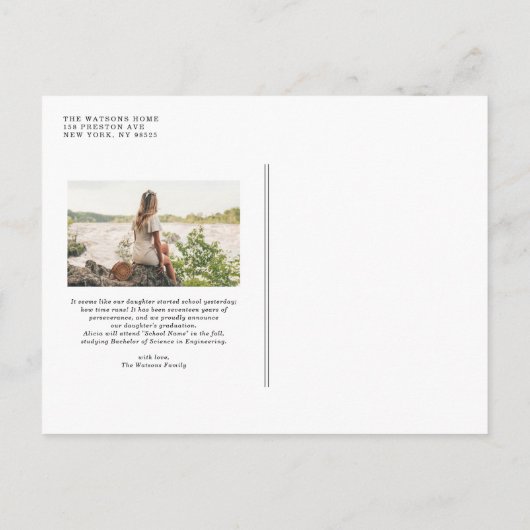 Gouden Elegante Kalligrafie Foto Afstuderen Uitnodiging Briefkaart (Achterkant)