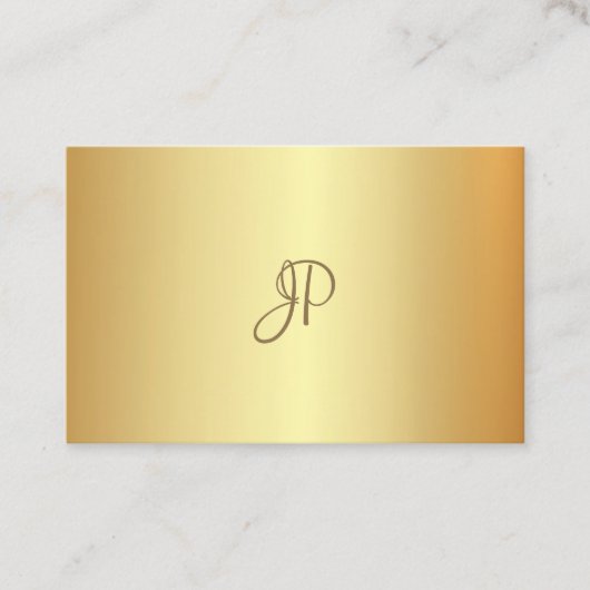 Gouden Elegante Kalligrafie Monogram Moderne Sjabl Visitekaartje (Voorkant)
