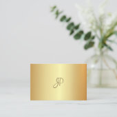 Gouden Elegante Kalligrafie Monogram Moderne Sjabl Visitekaartje (Staand voorkant)