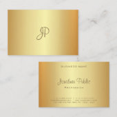 Gouden Elegante Kalligrafie Monogram Moderne Sjabl Visitekaartje (Voorkant / Achterkant)