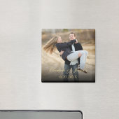 Gouden Elegante Kalligrafie Trouwfoto Magneet