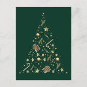 Gouden Elegante Kerstboom op Smaragd Groene Kerstm Briefkaart (Voorkant)
