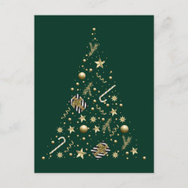 Gouden Elegante Kerstboom op Smaragd Groene Kerstm Briefkaart