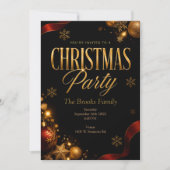 Gouden Elegante Kerstfeest Uitnodiging (Voorkant)