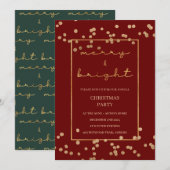 Gouden Elegante Kerstmisuitnodiging, Kerstmisparti Kaart (Voorkant / Achterkant)