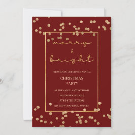 Gouden Elegante Kerstmisuitnodiging, Kerstmisparti Kaart