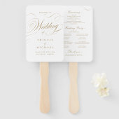 Gouden elegante klassieke kalligrafie bruiloft pro handwaaier (Voorkant en achterkant)