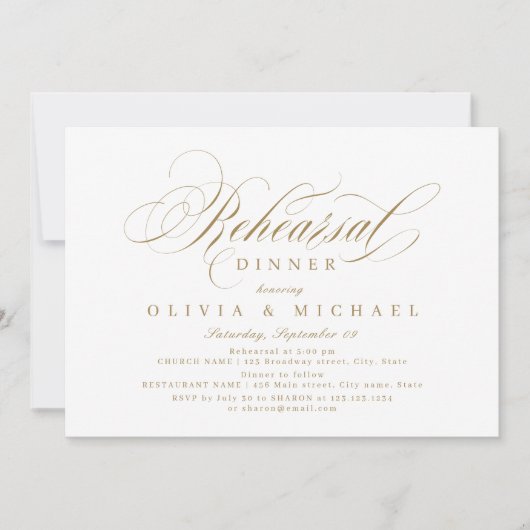 Gouden elegante klassieke kalligrafie repetitie di kaart (Voorkant)