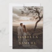 Gouden Elegante Klassieke Typografie Fotobruiloft Kaart (Voorkant)