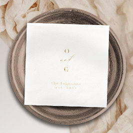 Gouden elegante koppel monogram minimalist huwelij folie servetten