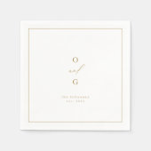 Gouden elegante koppel monogram minimalistisch huw servet (Voorkant)