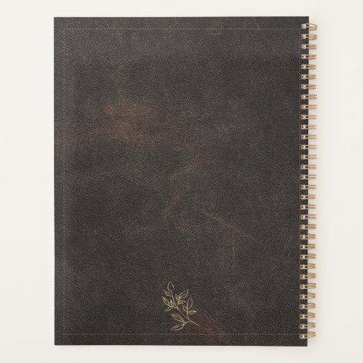 Gouden elegante lederen esthetische bruiloft plann planner (Achterkant)