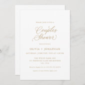 Gouden Elegante Moderne Koppels Douche Kalligrafie Kaart (Voorkant / Achterkant)