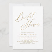 Gouden elegante moderne script bruiloftsshower kaart (Voorkant)