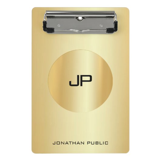 Gouden Elegante Monogram Moderne Sjabloon Mini Klembord (Voorkant)