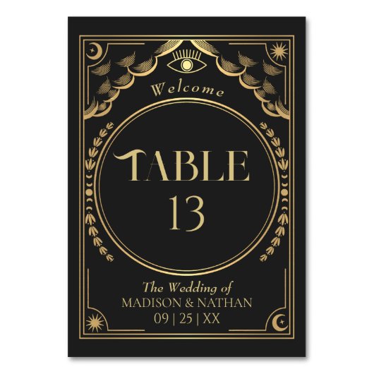  gouden elegante mystieke tarot bruiloft kaart (Voorkant)