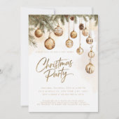 Gouden Elegante Ornamenten Baubles Kerstfeest Kaart (Voorkant)