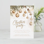 Gouden Elegante Ornamenten Baubles Kerstfeest Kaart (Staand voorkant)