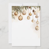 Gouden Elegante Ornamenten Baubles Kerstfeest Kaart (Achterkant)
