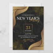 Gouden Elegante Oud en Nieuw Feestuitnodiging Kaart (Voorkant)