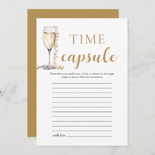 Gouden Elegante Parels en Prosecco Time Capsule Ka Kaart (Voorkant / Achterkant)