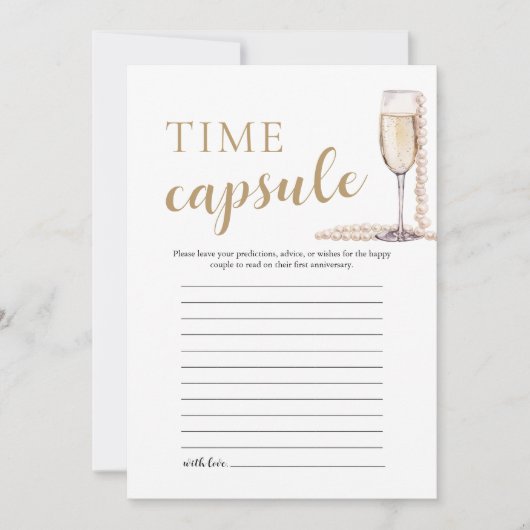 Gouden Elegante Parels en Prosecco Time Capsule Ka Kaart (Voorkant)