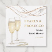 Gouden Elegante Parels en Prosecco Vrijgezellenfee Bedankjes Labels (Achterkant)