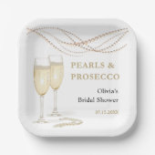 Gouden Elegante Parels en Prosecco Vrijgezellenfee Papieren Bordje (Voorkant)