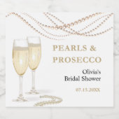Gouden Elegante Parels en Prosecco Vrijgezellenfee Sparkling Wijnetiket (Enkel label)