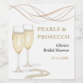 Gouden Elegante Parels en Prosecco Vrijgezellenfee Wijn Etiket (Enkel label)