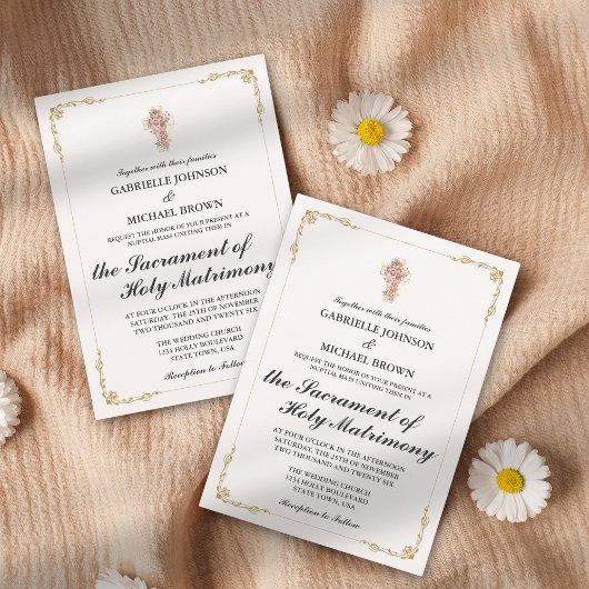 Gouden Elegante Rand Trouwmis Witte Kaart