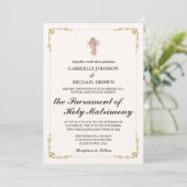 Gouden Elegante Rand Trouwmis Witte Kaart (Staand voorkant)