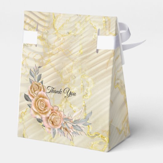 Gouden Elegante Ripple Effect & Rozen Bedankdoosjes (Achterkant)